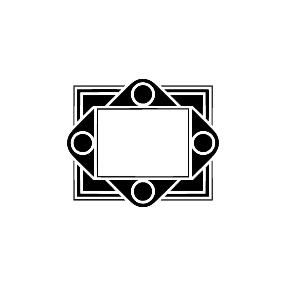 Art Deco Emblem Black White Geometric Frame On Gray vector