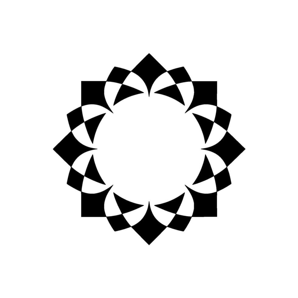 Geometric Flower Black And White Circular Decorative vector