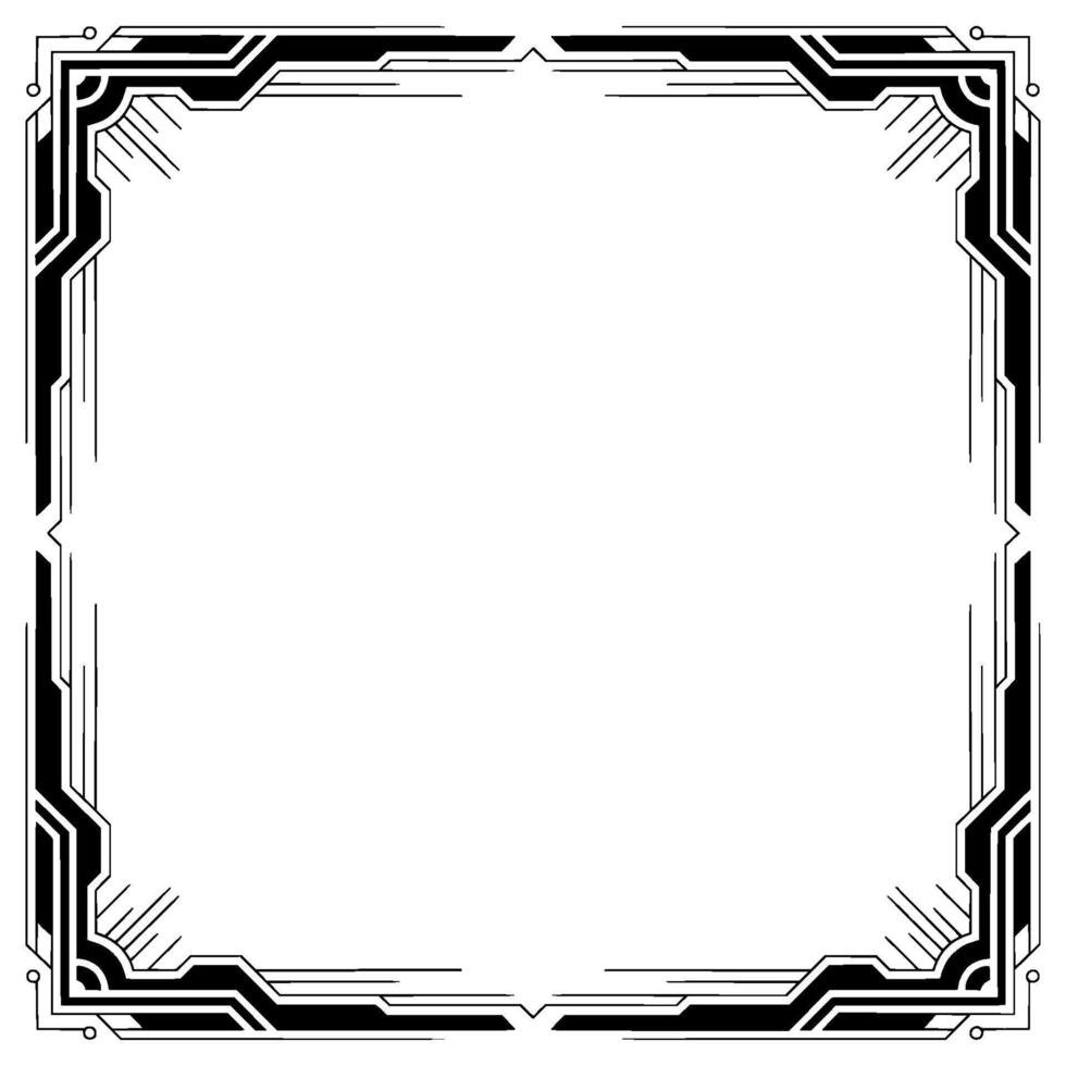 Art Deco Geometric Frame, Black And White Border, Blank Space vector