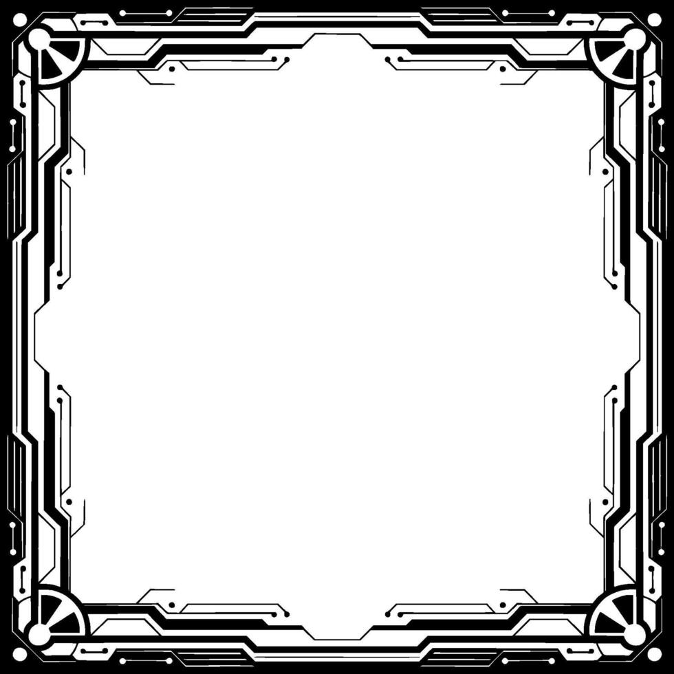 Futuristic Tech Frame, Monochrome Border For Uiux vector
