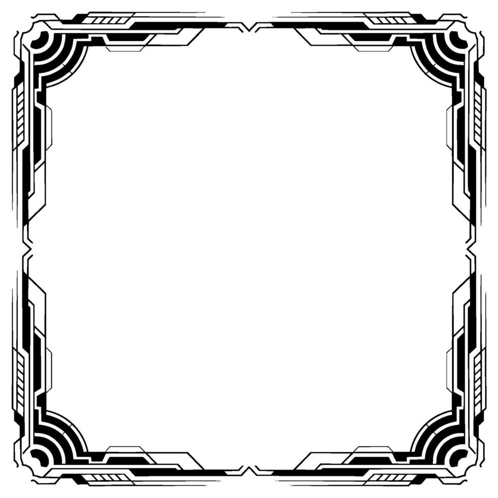 Art Deco Frame Geometric Border, Monochrome, Blank Space vector