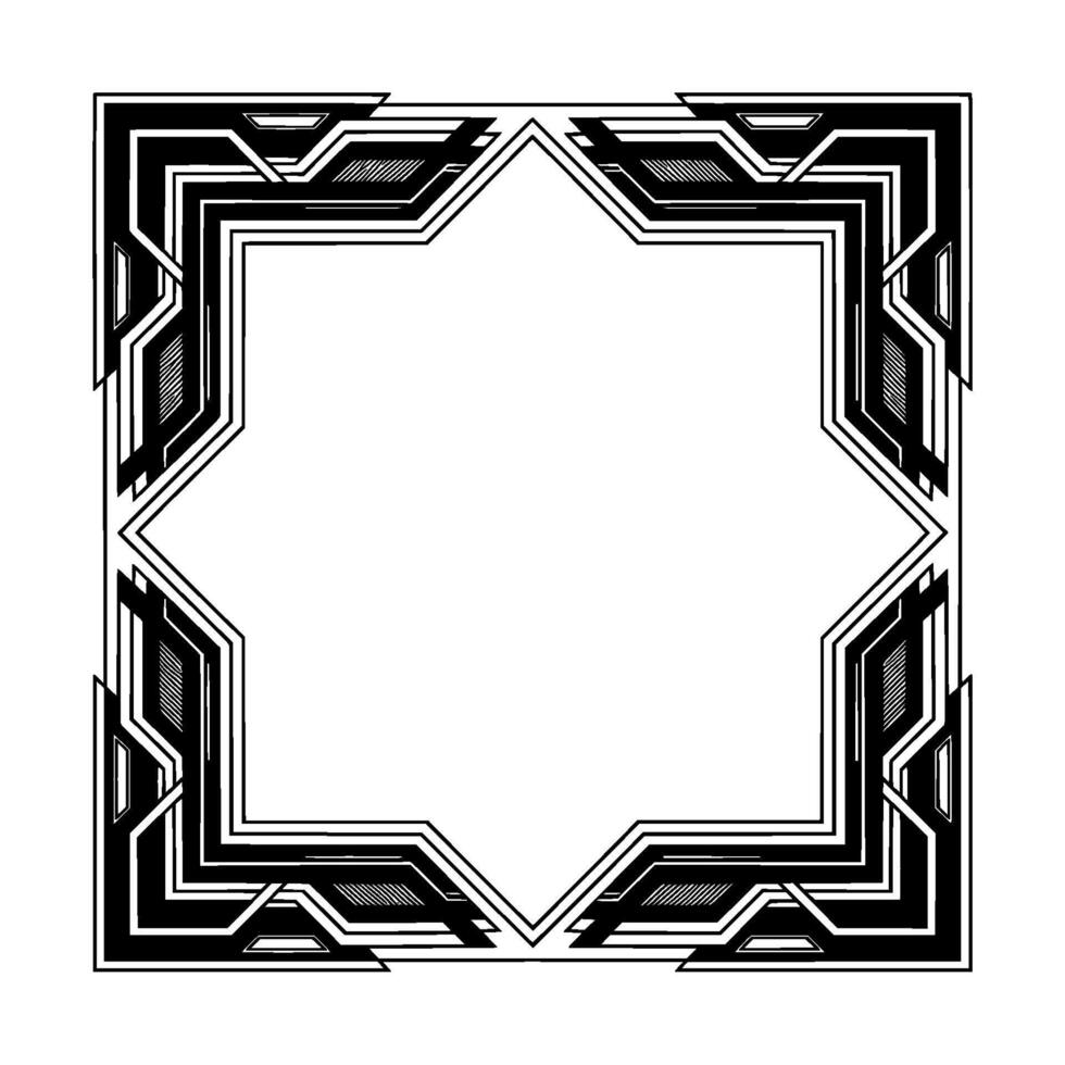 Geometric Deco Frame Abstract Black White Border vector