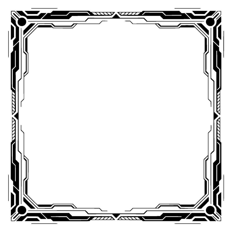 Futuristic Frame, Black And White Tech vector