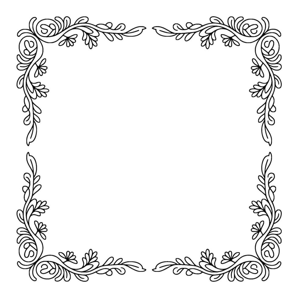 Elegant Floral Frame Outline Ornamental Border For Elements vector