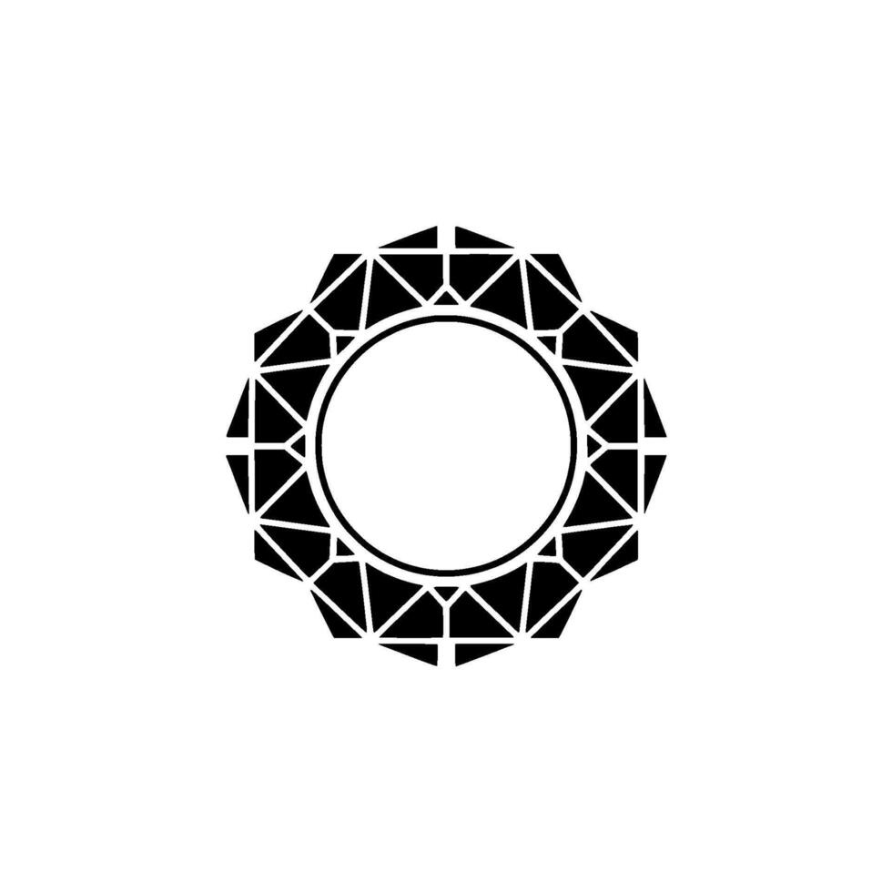 Geometric Diamondshaped Frame, Circle, Black White vector