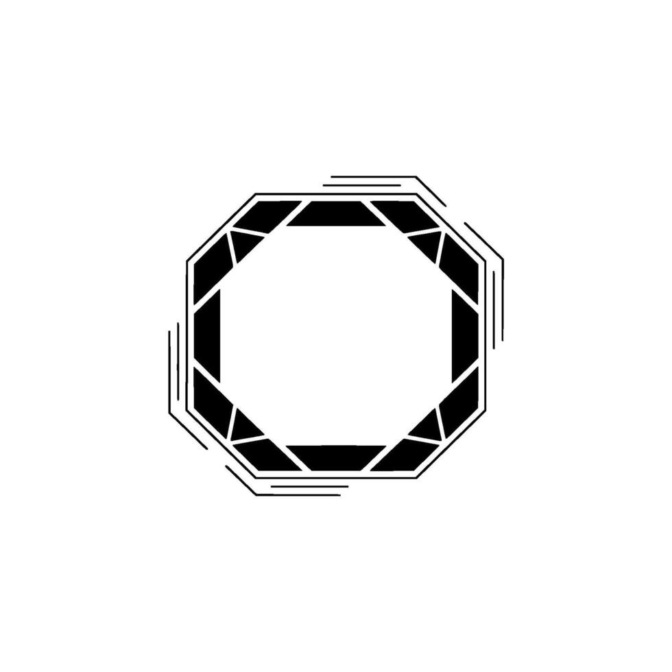 Geometric Octagon Frame, Minimalist Black White vector
