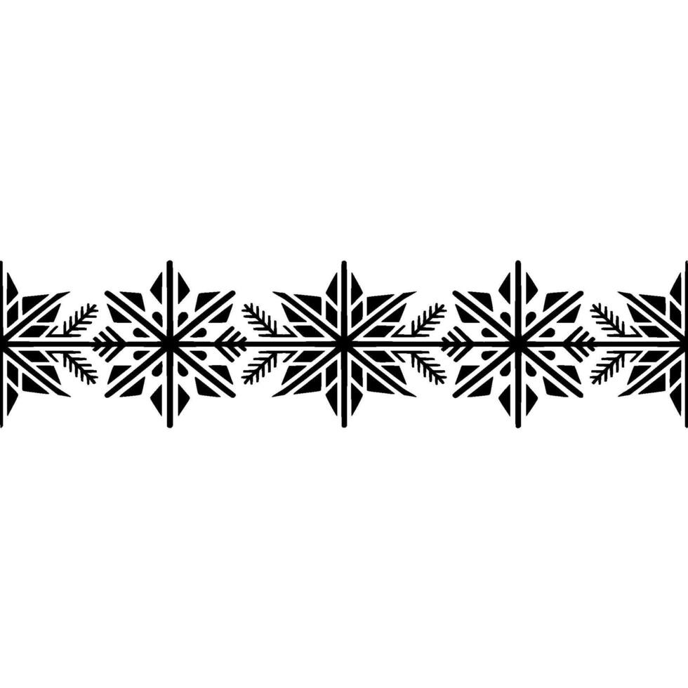Geometric Snowflakes Border, Black White, Minimalist vector