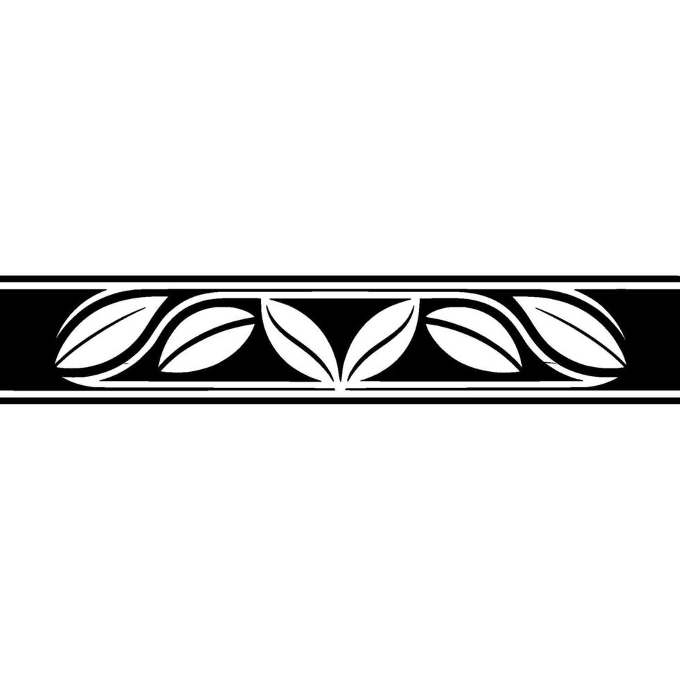 Monochrome Leaf Border, Minimalist, Decorative Element vector