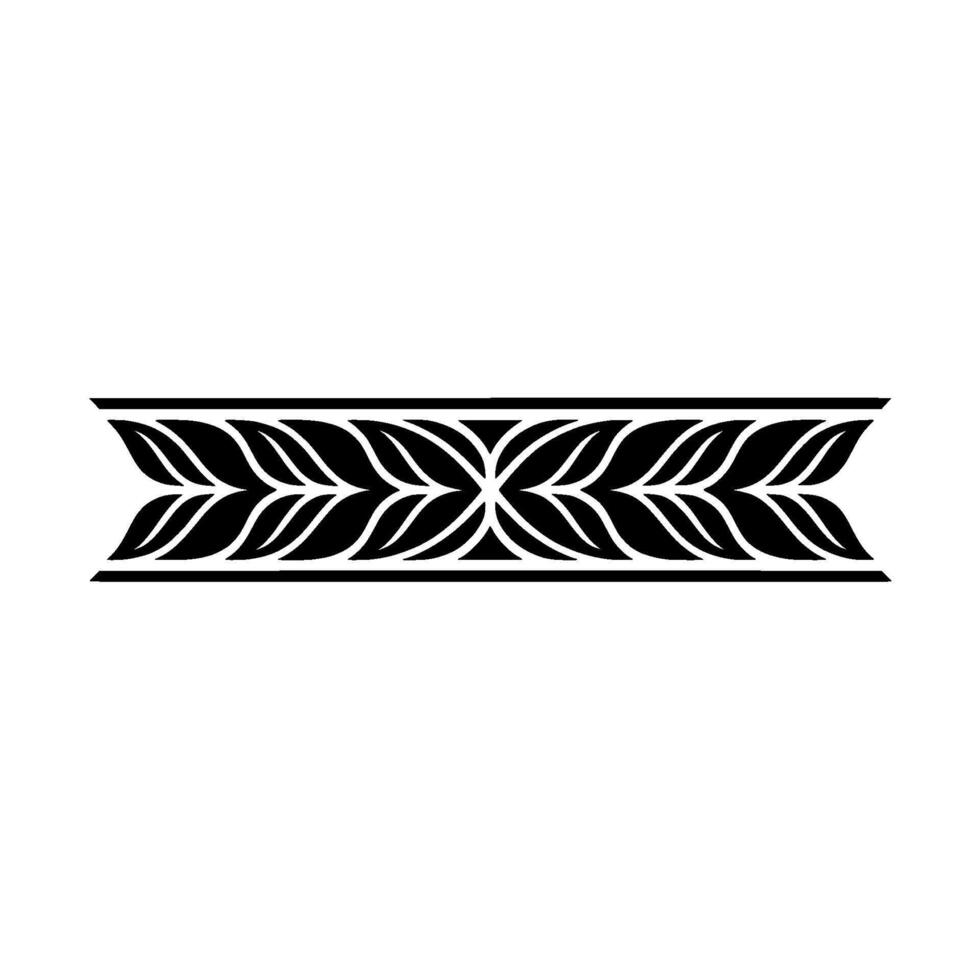 Black And White Leaf Pattern Border On White Background vector