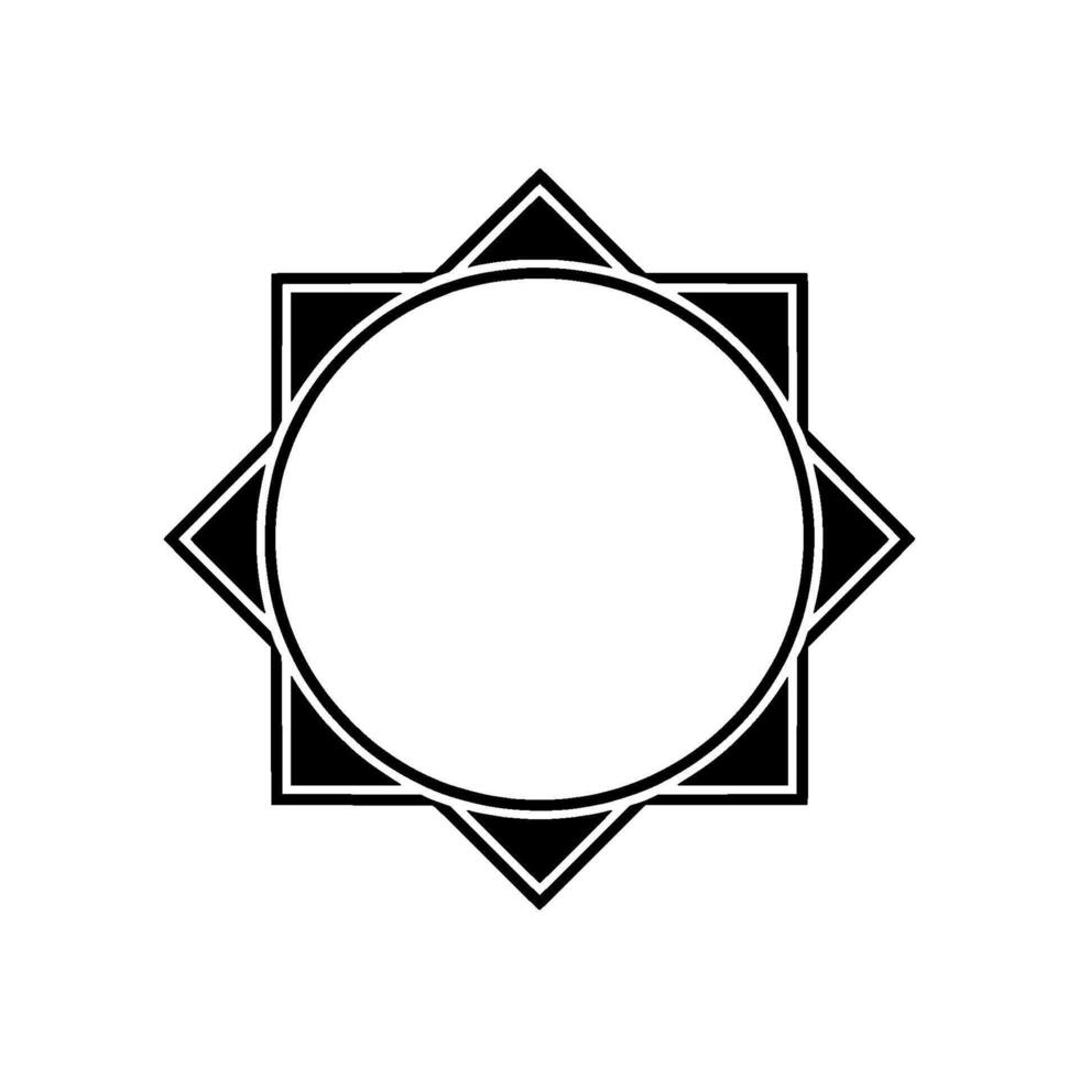 Minimalist Geometric Starburst With Circle Frame, Black White vector