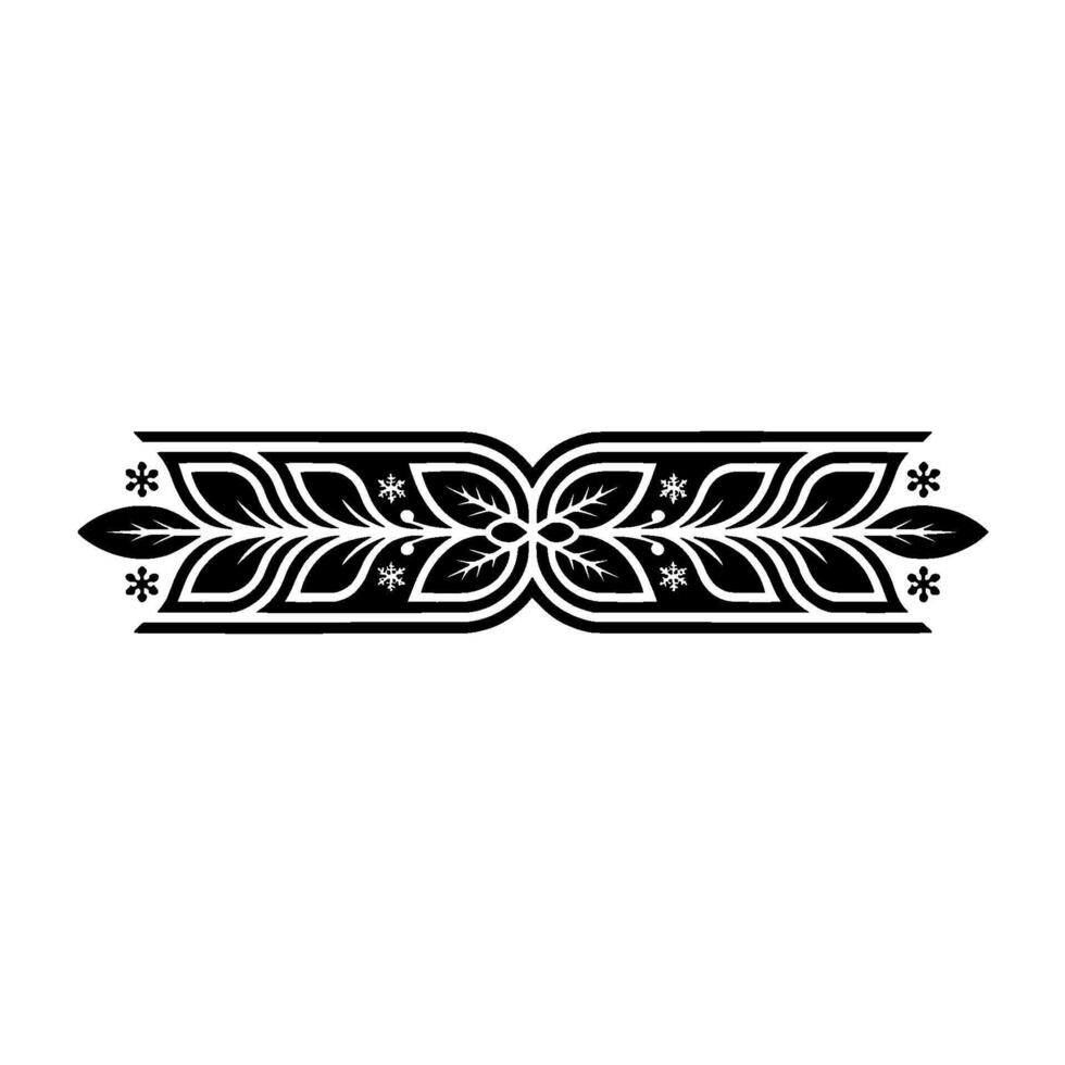 Elegant Black White Leaf And Snowflake Border, Minimalist vector