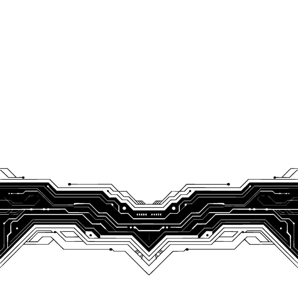 Futuristic Tech Circuit Board, Minimalist Black White, Clean Digital Style vector
