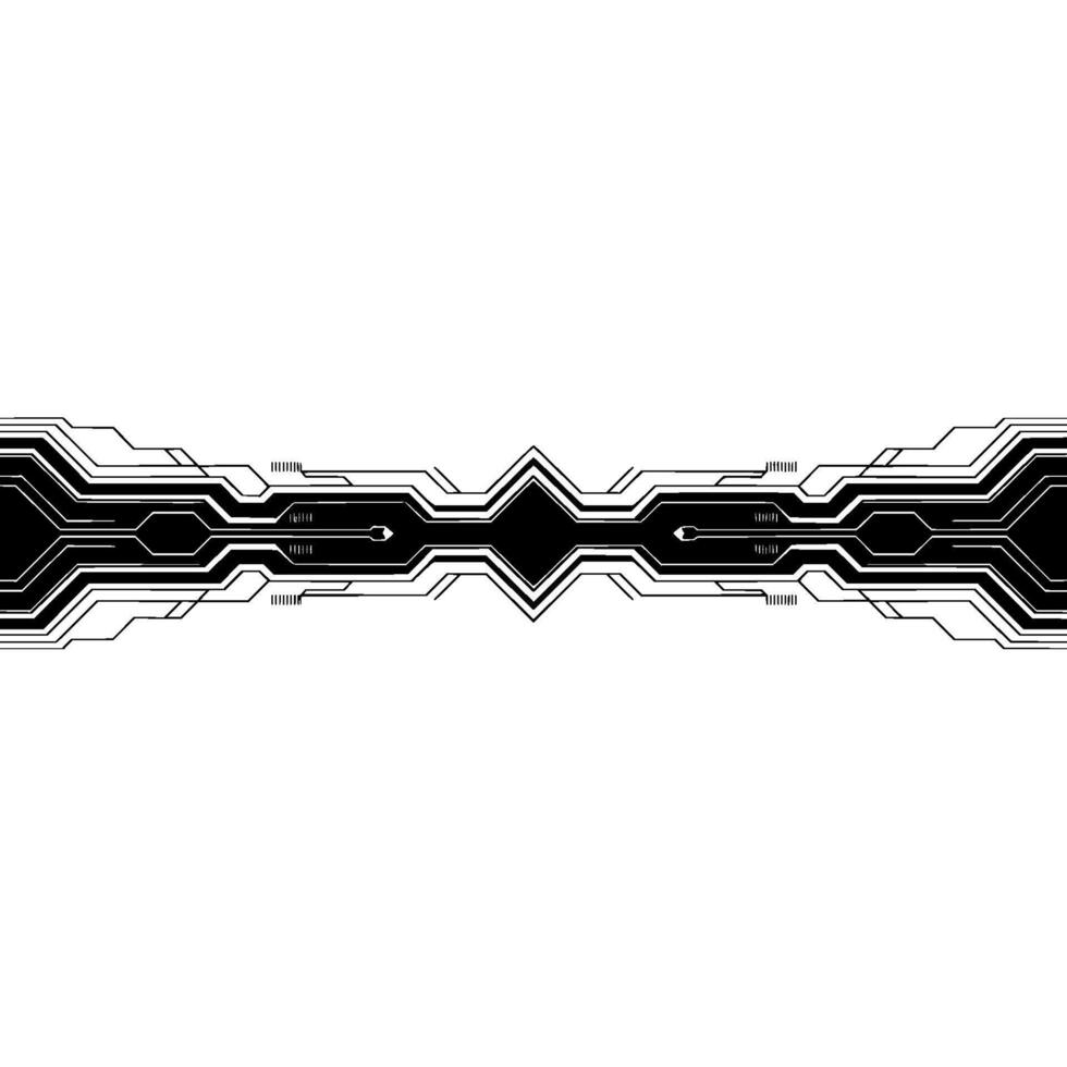 Tech Banner Minimalist Black Circuit Board On White vector