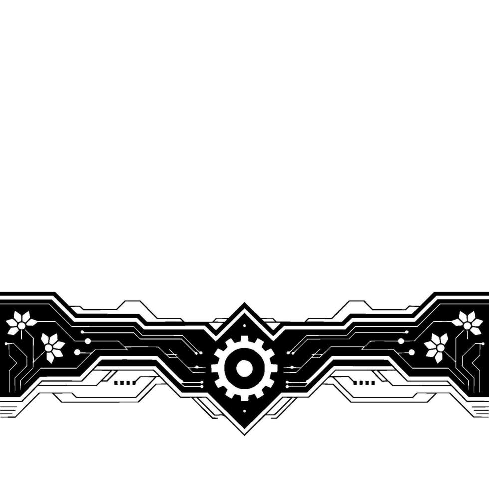 Futuristic Tech Banner Circuit Board Gear Floral Elements vector