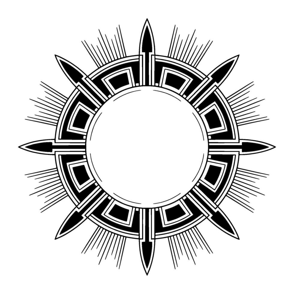 Art Deco Sunburst Frame Black And White Geometric vector