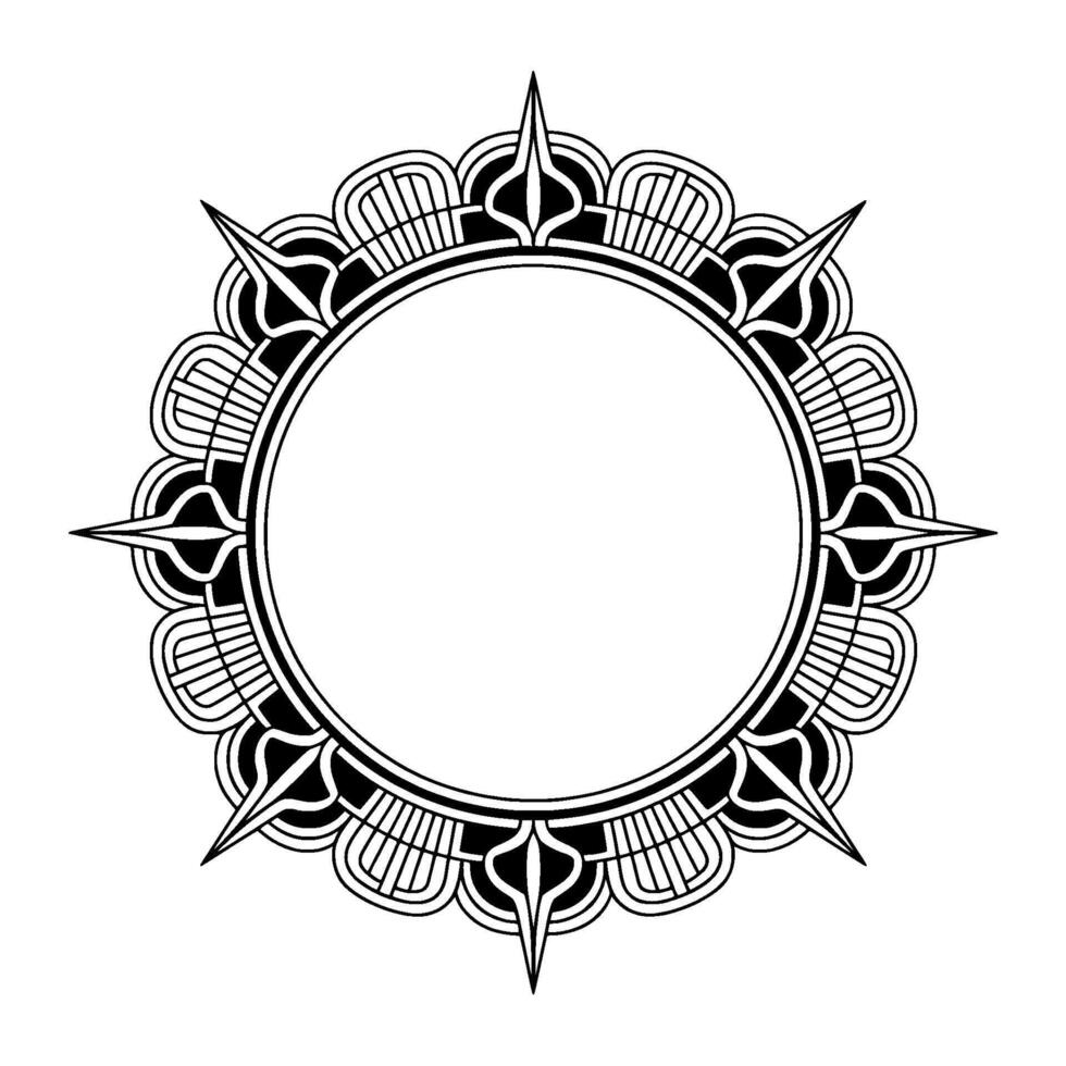 Intricate Black And White Floral Frame, Circular Mandala vector