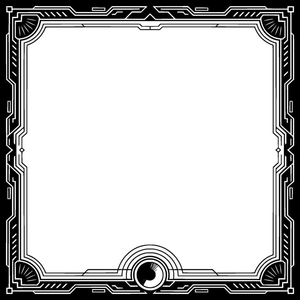 Art Deco Geometric Frame, Black White Invitation Template vector
