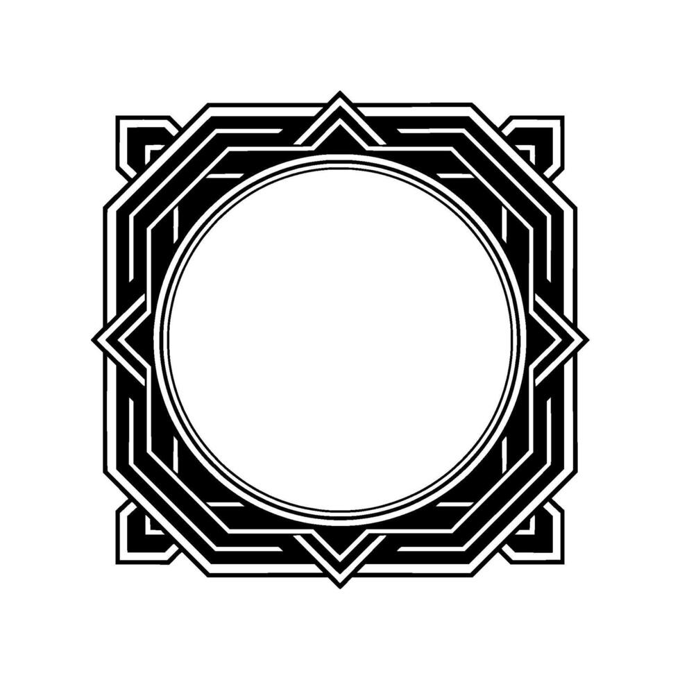 Elegant Art Deco Frame With Circle, Monochrome, Geometric vector