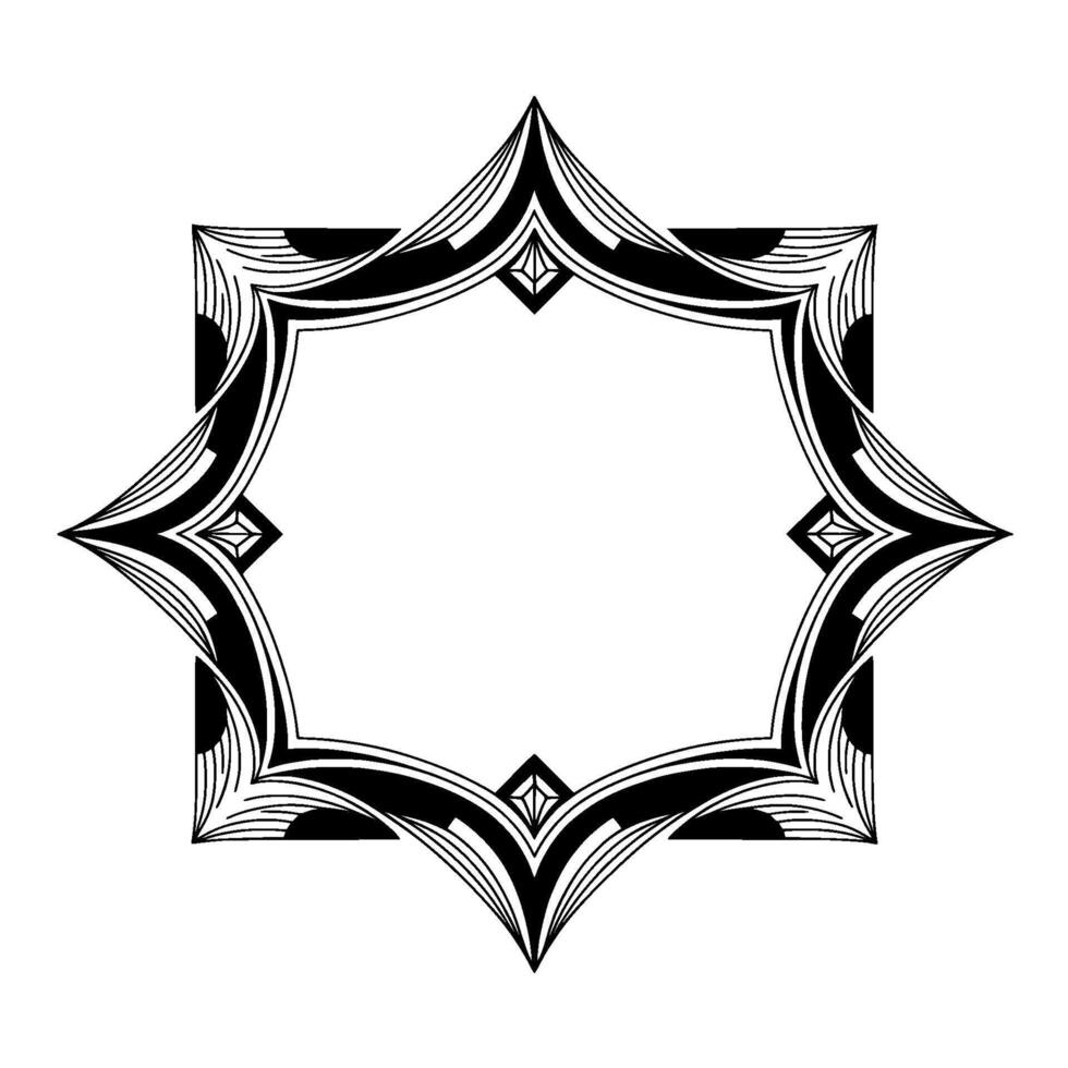 Geometric Black White Ornamental Frame On White Background vector