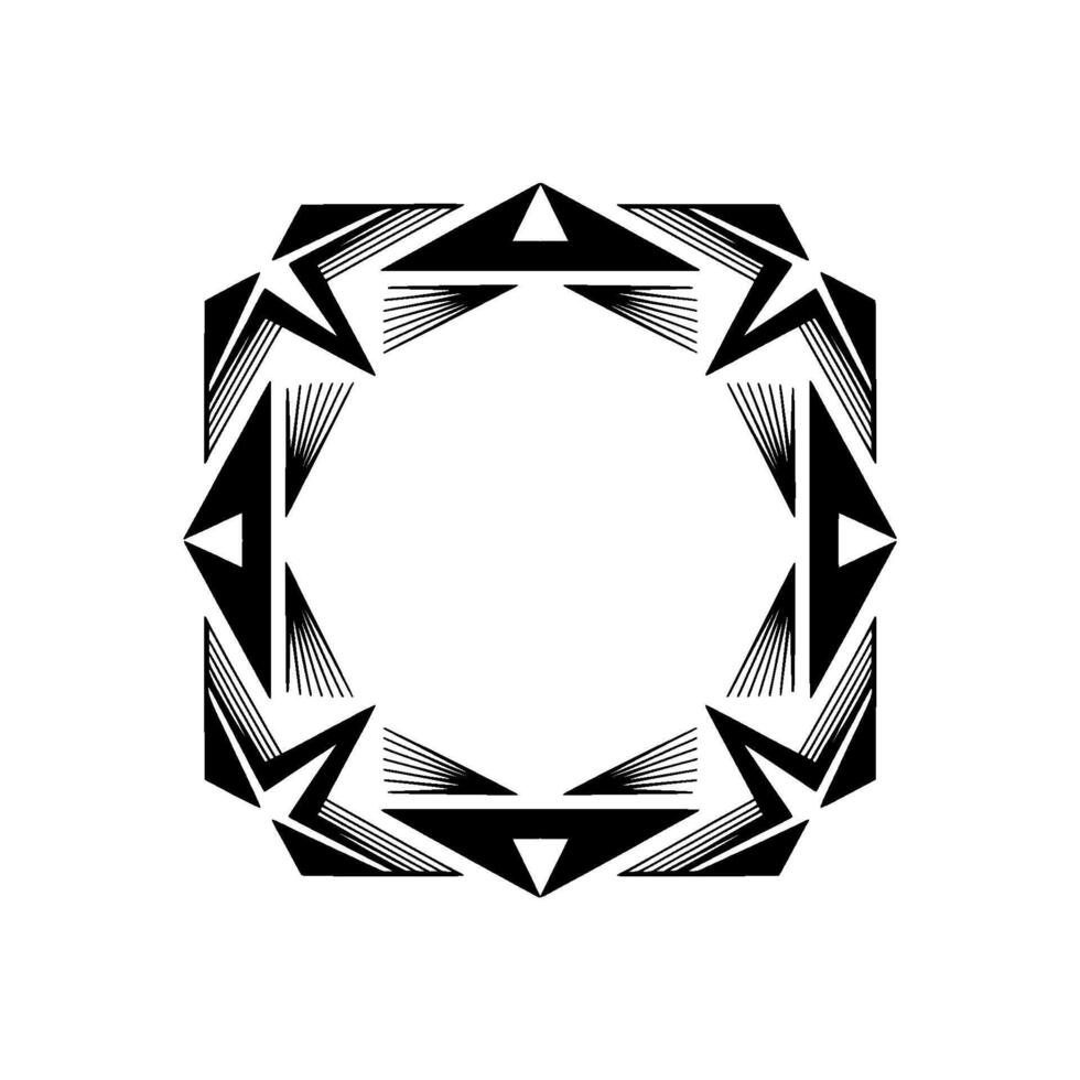 Geometric Black And White Border, Abstract Circle Frame vector