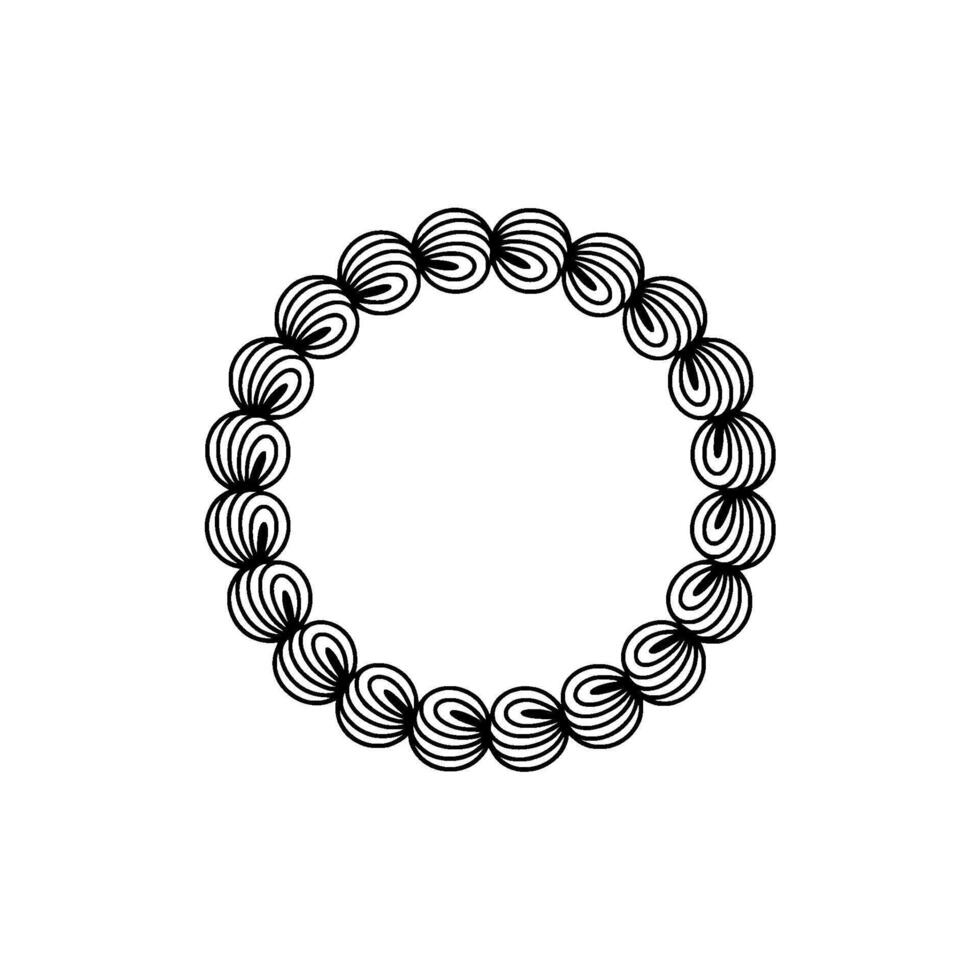 Abstract Black Line Art Circle Frame On White Background vector