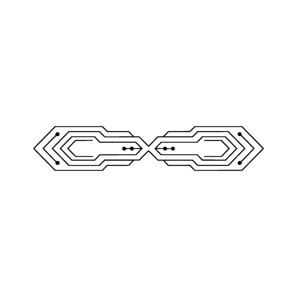 Minimalist Circuit Board Infinity Symbol, Tech Abstract vector