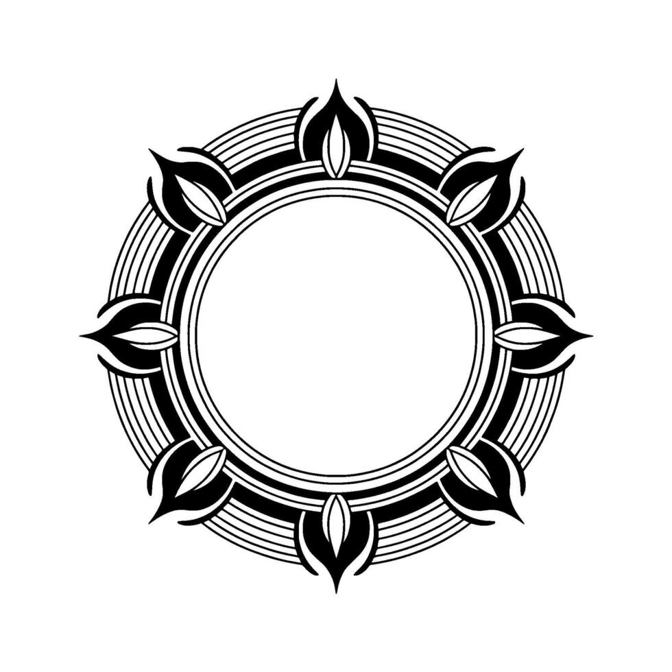 Art Deco Floral Circular Frame With Negative Space vector