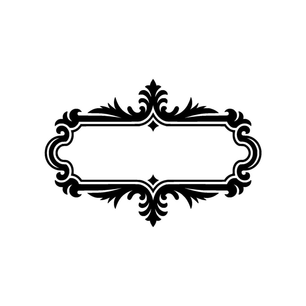 Elegant Black Scrollwork Label On Light Gray Background vector