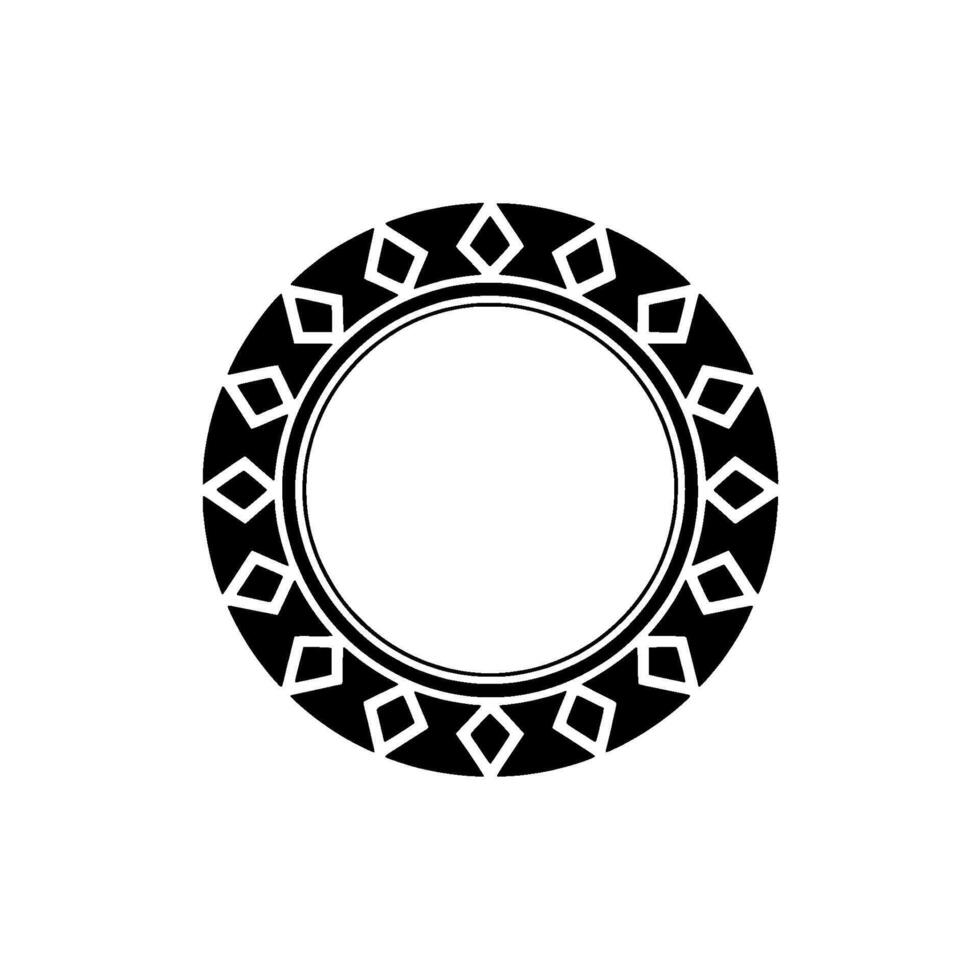 Minimalist Geometric Ornament Black Circle With Diamond Pattern vector