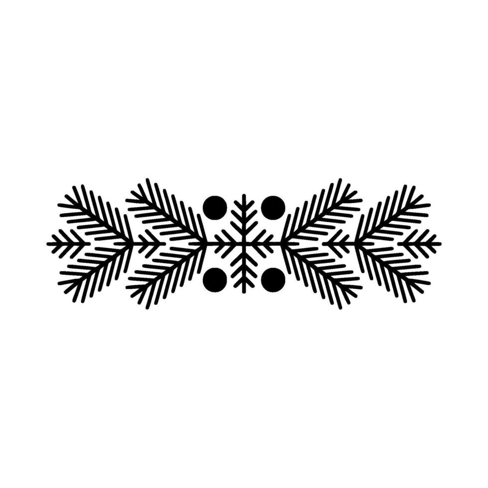Minimalist Christmas Ornament Pine Boughs Snowflake vector