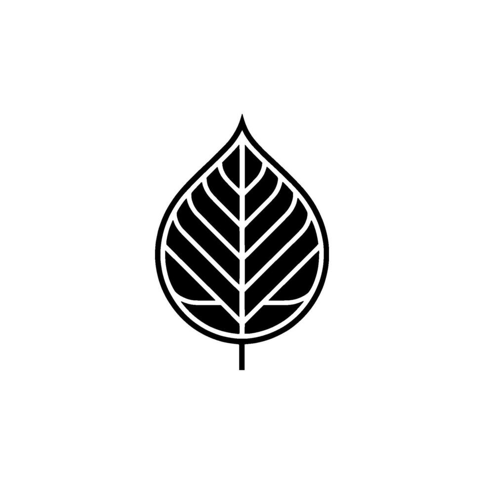 Minimalist Black Leaf On Light Gray Background vector