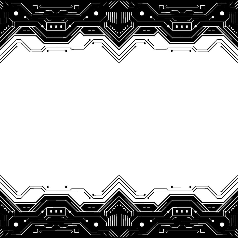 Abstract Circuit Board Border, Black White Tech Frame vector