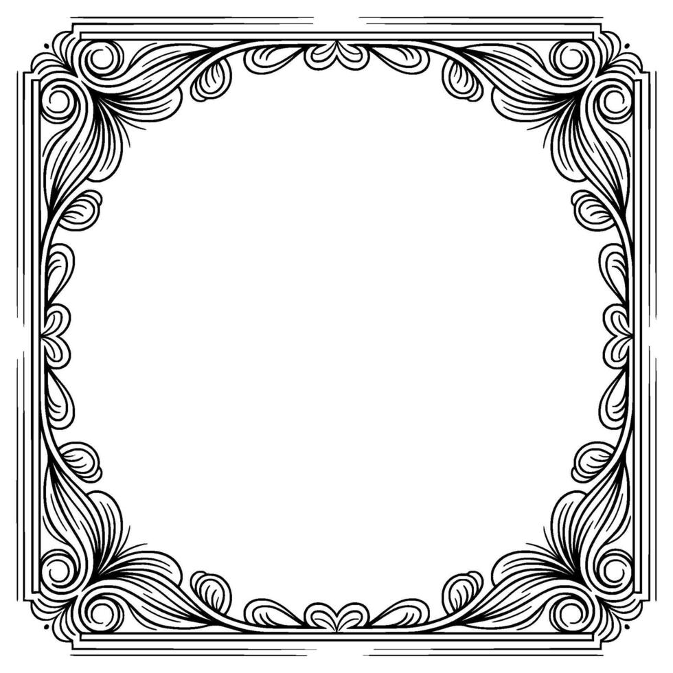Elegant Floral Frame With Swirls Lines, Illustration vector