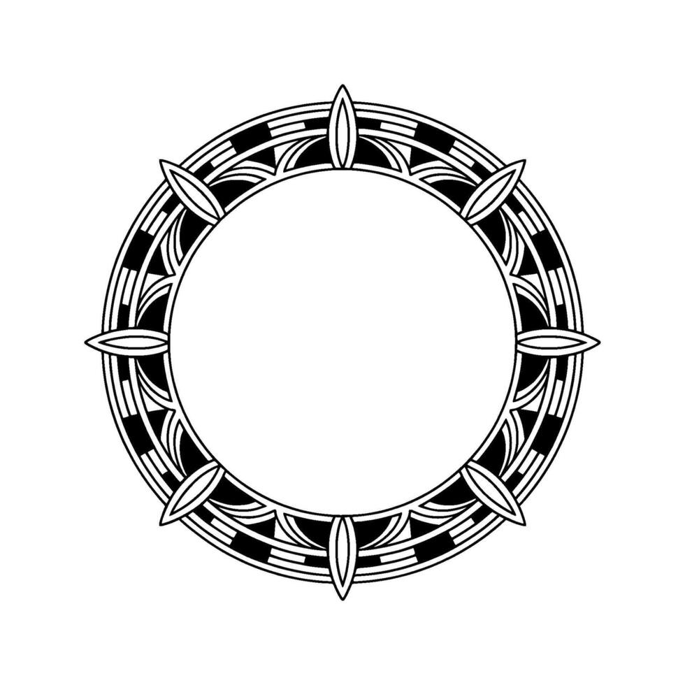 Circular Art Deco Frame, Black And White, Ornamental vector