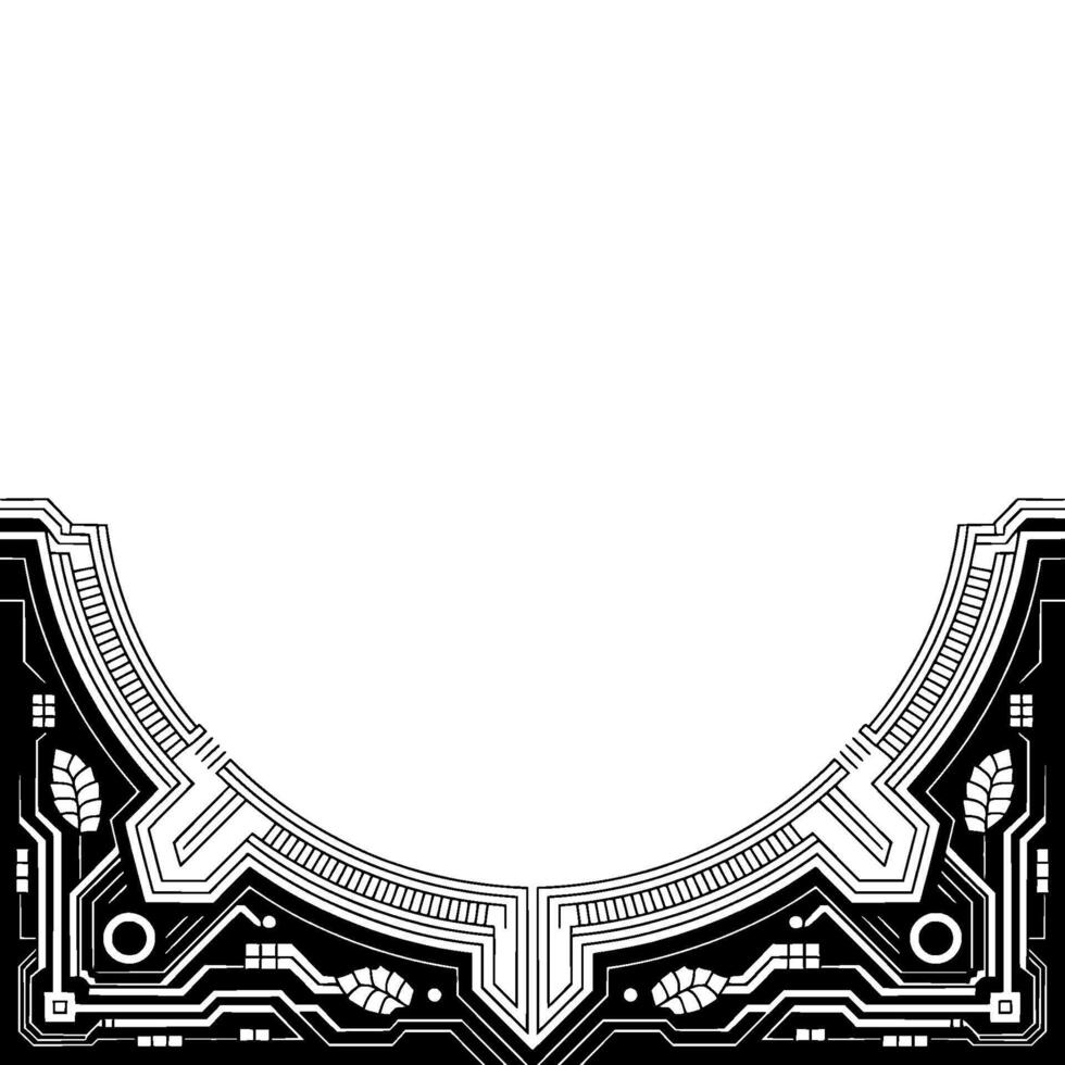 Art Deco Frame, Black White, Floral Elements, Ornamental, Background vector