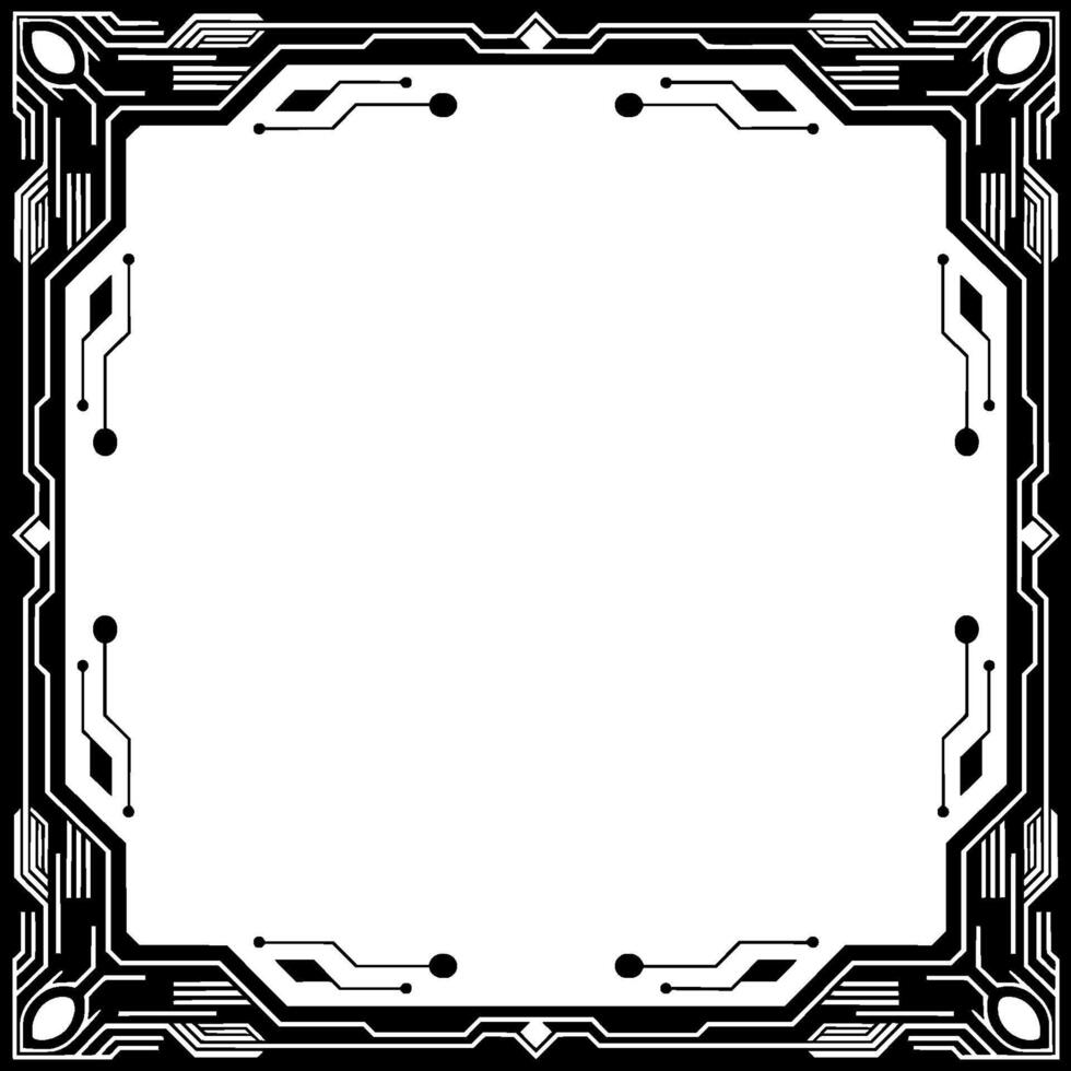 Tech Frame Futuristic Circuitry Border, Minimalist vector