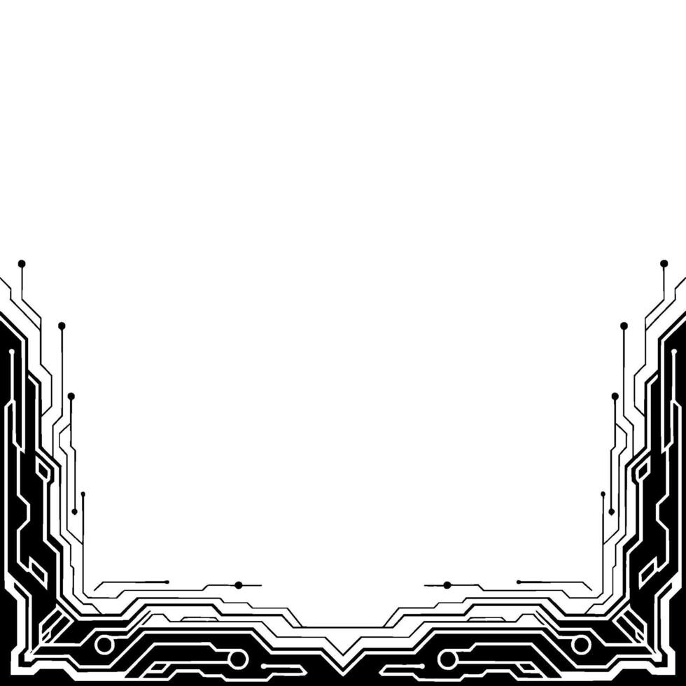 Modern Tech Frame Minimalist Circuit Board On White vector