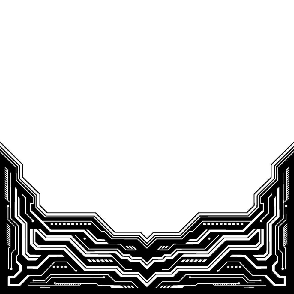 Futuristic Circuit Board Border Illustration Black And White Tech vector