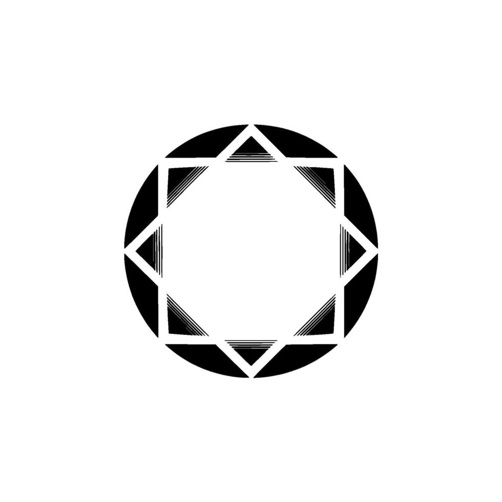 Abstract Geometric Black Star Within A Circle Minimalist vector