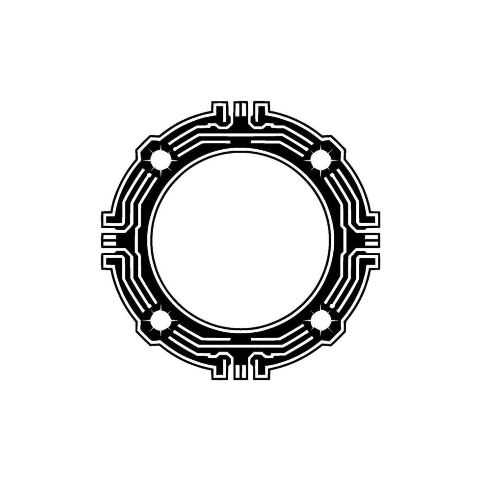 Futuristic Circuit Board Circle Frame Tech With Sparkle vector
