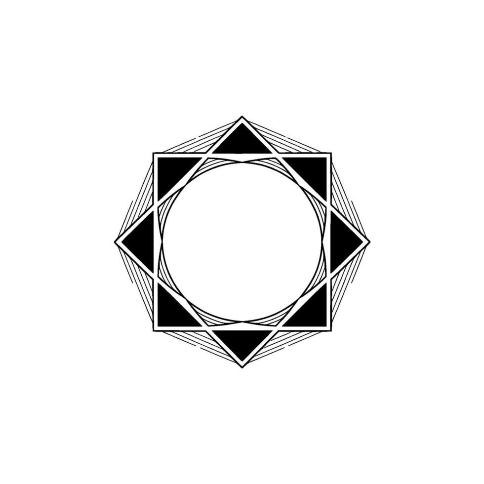 Minimalist Geometric Starburst In Black And White, Abstract Illustration vector