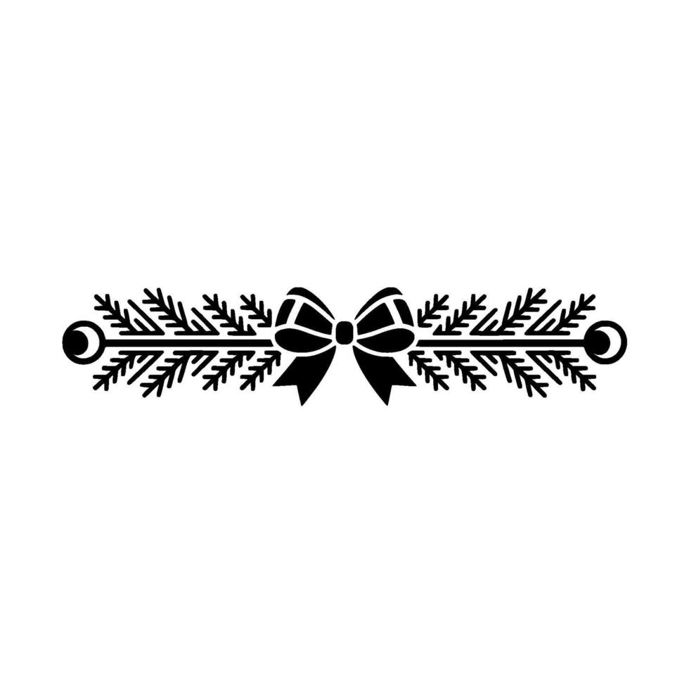 Minimalist Christmas Bow Pine Branch Divider In Black vector
