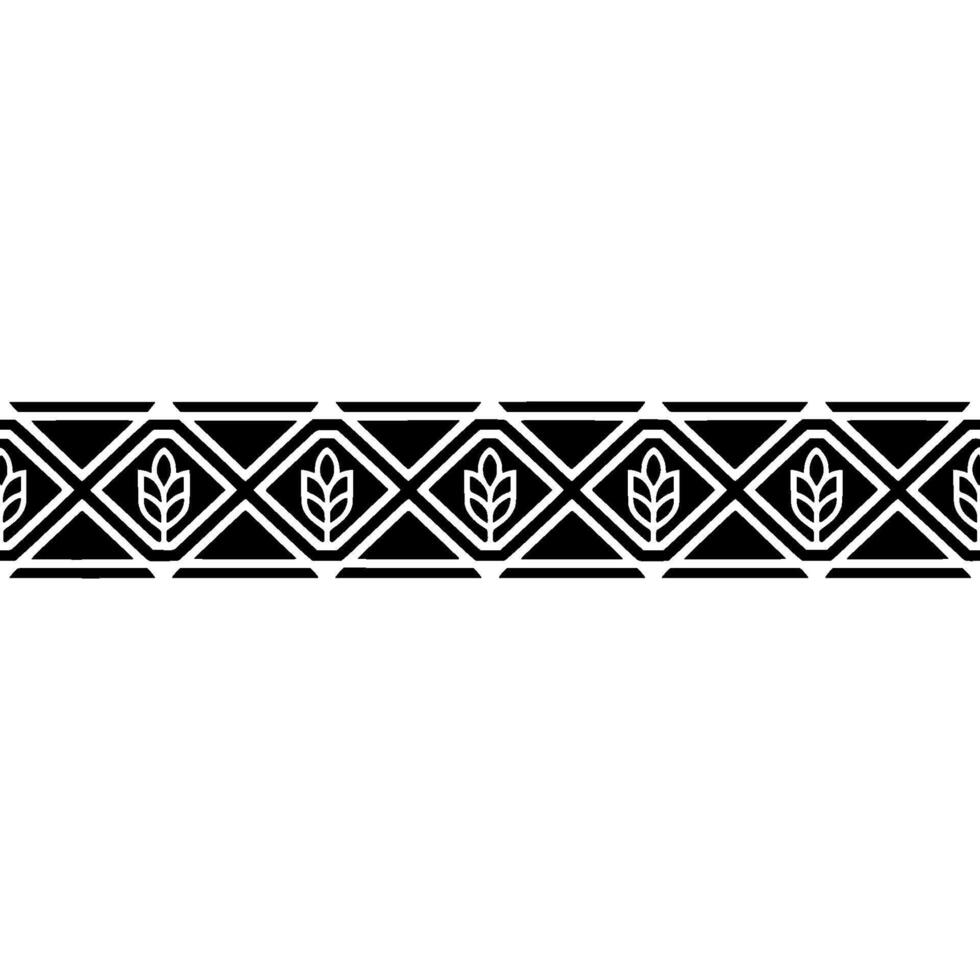 Geometric Leaf Border, Black White Element vector