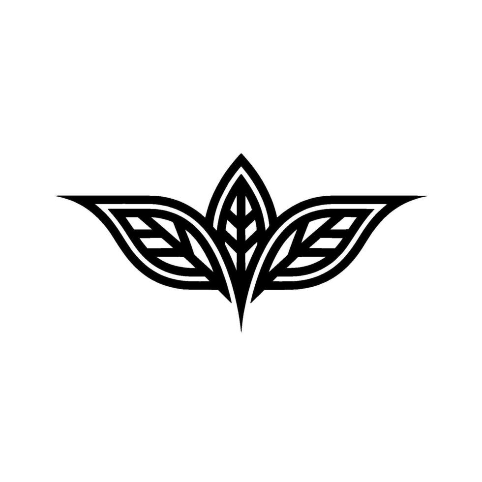 Minimalist Botanical Black Leaf On White Background vector