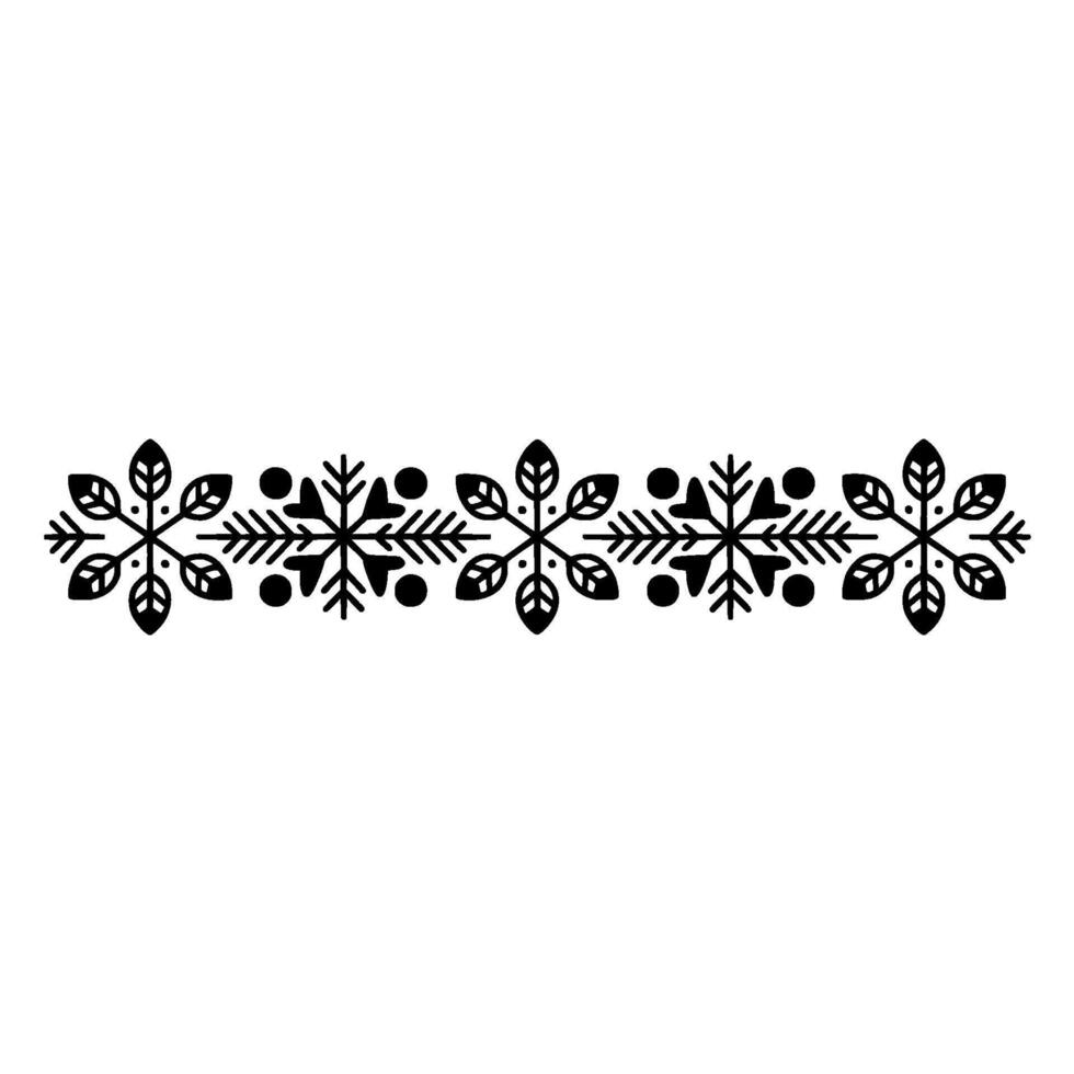 Minimalist Snowflake Border Black White Festive vector