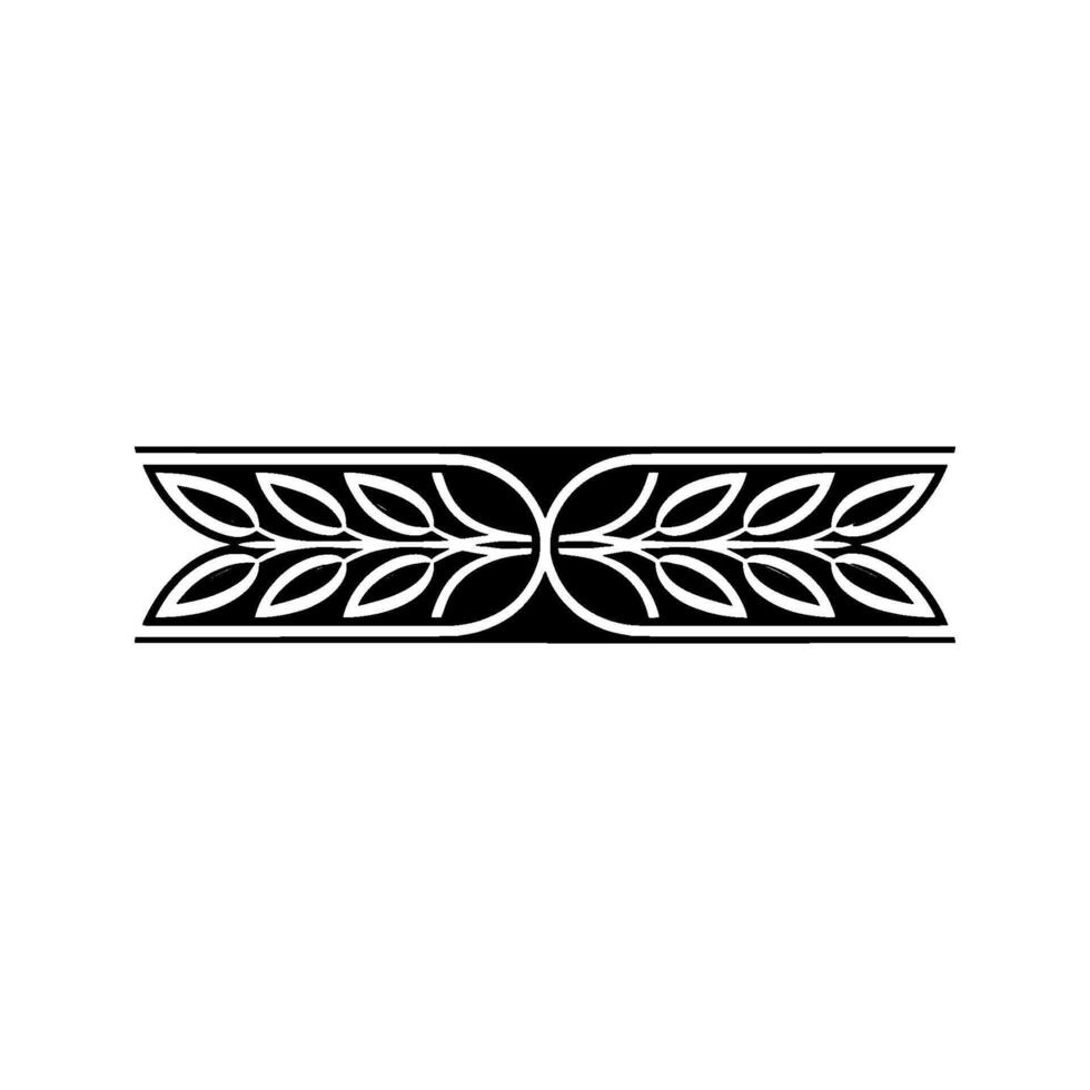 Geometric Leaf Border, Minimalist, Black White, Elegant vector