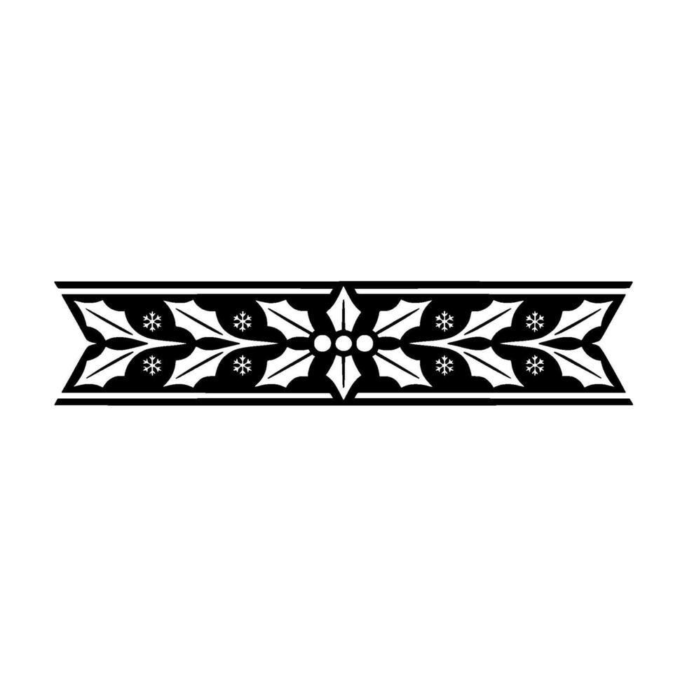 Elegant Christmas Border Holly And Snowflake Pattern On White vector