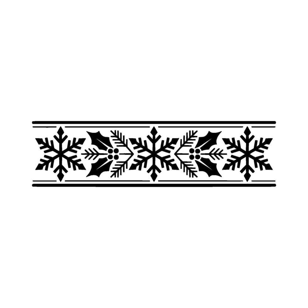 Elegant Christmas Border Snowflake And Holly Illustration vector