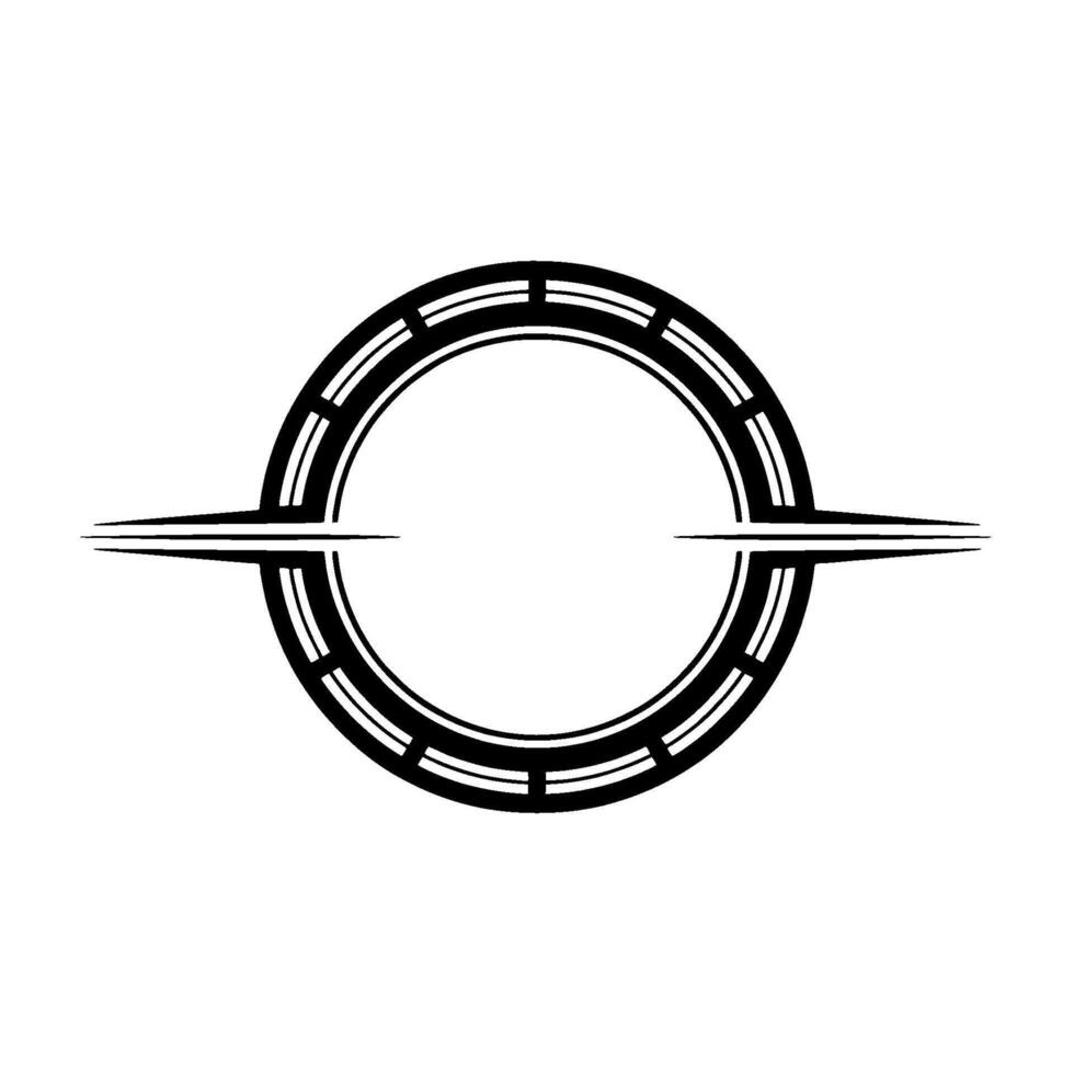 Modern Minimalist Circle With Spikes Black And White vector