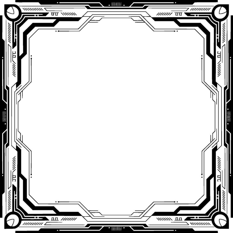 Futuristic Tech Frame Geometric Digital Border, White Background vector